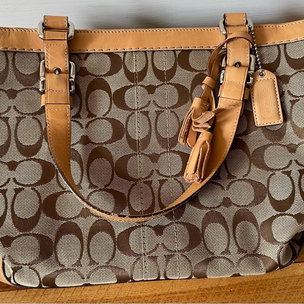 Coach Brown and Tan Shoulder Bag